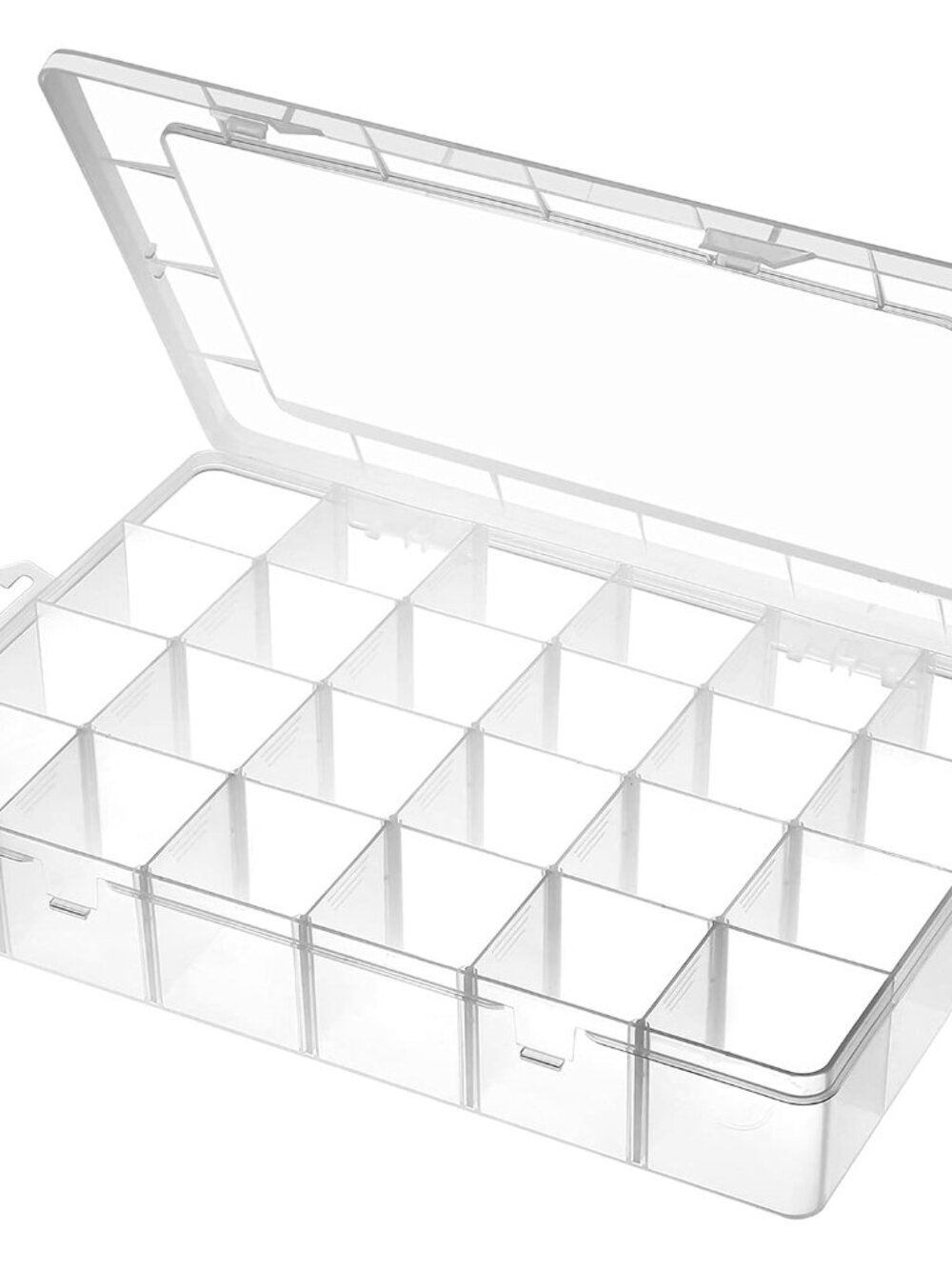 Large 24 Grids Plastic Organizer Box Adjustable Dividers,Clear Storage Box for J